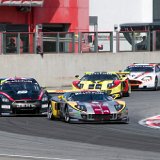 40 22 9 8  40 - Marc Hennerici en Bas Leinders in de Ford GT Matech gevolgd door 22 - Peter Dumbreck en Richard Westbrook in de Nissan GT-R In de achtergrond wordt 9 - Mathias Beche en Vanina Ickx in de Ford GT Matech gevolgd door 8 - Darren Turner en Stefan Mücke in de Aston Martin DB9 : BTCS, Belcar, Belgie, FIA, FIA GT1 World Championship 2011, GT1, Zolder